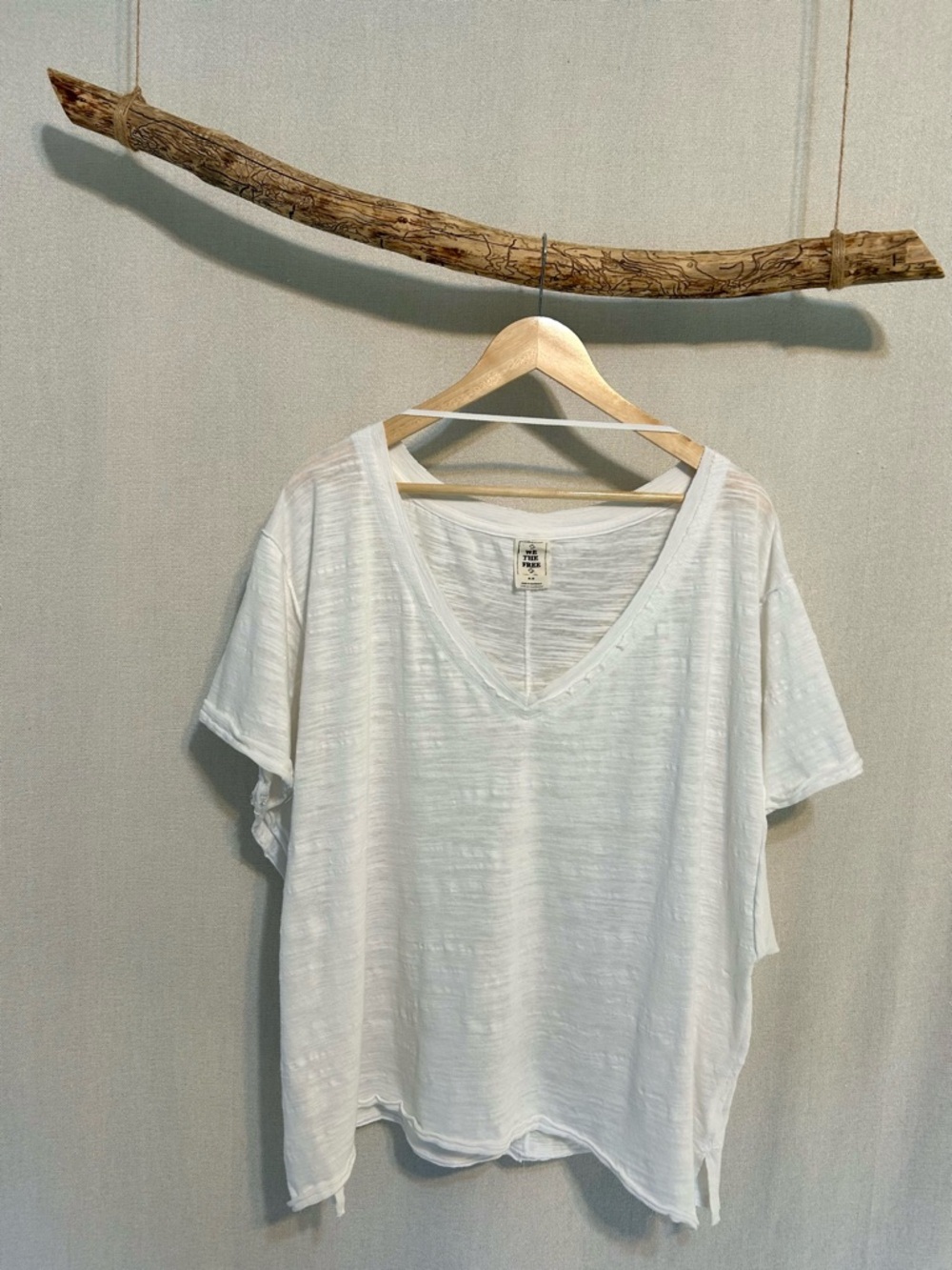 We The Free (Free People) White Slouchy Tee - Oversized